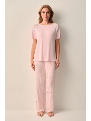 Suwen Pink Laurel Pajama Set