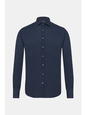 Vakko Navy Exclusive Poplin Shirt
