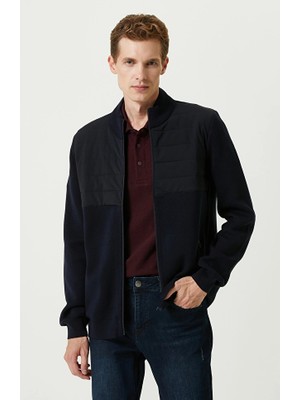 Network Navy Stand Collar Knit Jacket