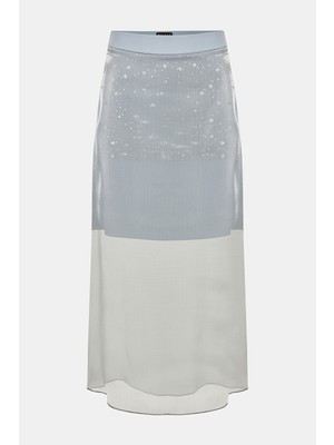 Vakko Grey Sequined Skirt