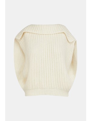 Fabiana Filippi Fabıana Fılıppı Ecru Boat Neck Knit Sweater