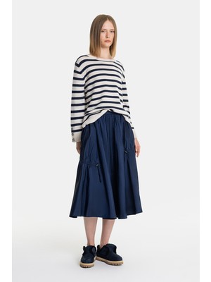 Vakko Navy Midi Skirt