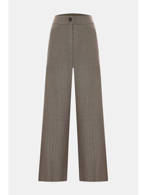Vakko Multicolor Striped Pattern Wide Leg Trousers
