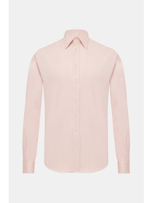 Vakko Orange Twill Cotton Lyocell Shirt
