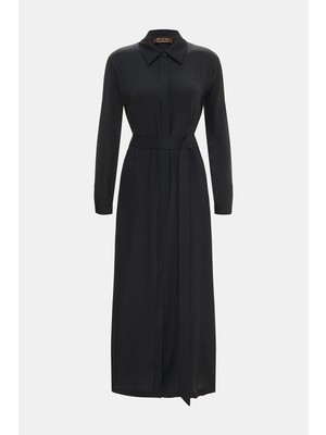Vakko By Lorena Antonıazzı Navy Long Sleeve Dress