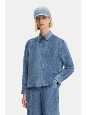 Vakko By Peserıco Blue Velvet Shirt
