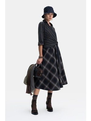 Vakko Patterned Midi Dress