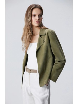 Network Light Khaki Suede Leather Jacket