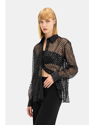 Vakko Black Sequined Shirt