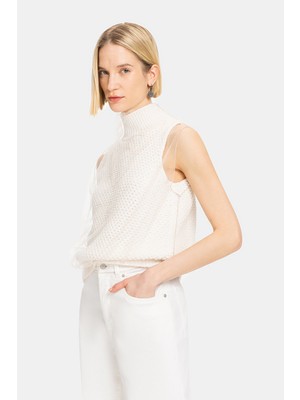 Fabiana Filippi Fabıana Fılıppı White Mock Neck Knit Sweater