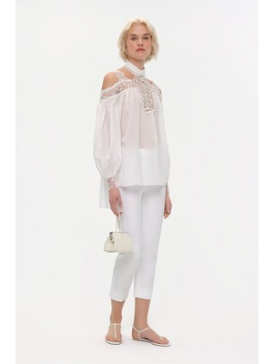Vakko White Narrow-Leg Trousers