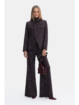 Vakko Burgundy Wide-Leg Trousers