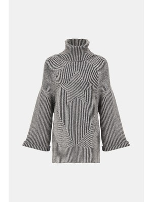 Vakko By Lorena Antonıazzı Dark Grey Mock Neck Knitwear