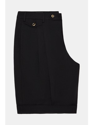 Vakko By PT01 Black Cotton/linen Bermuda Shorts