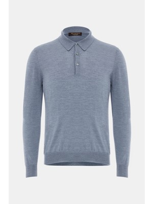 Vakko By Gran Sasso Blue Polo Collar Knitwear