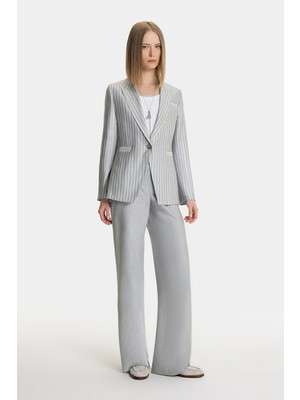 Vakko Light Grey Striped Trousers