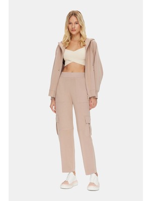 Vakko Beige Straight-Leg Casual Trousers