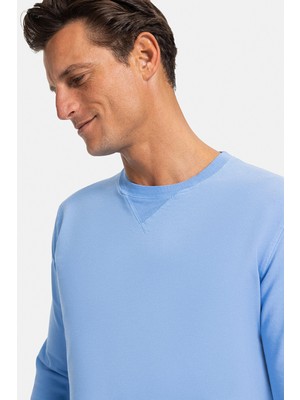 Vakko By Danıele Fıesolı Blue Round Neck Sweatshirt