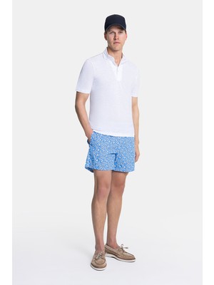 Vakko Blue Paisley Elastic Waist Swim Shorts