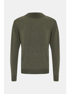 Vakko By Gran Sasso Green Mock Neck Knit Sweater