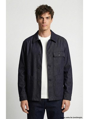 Network Dark Navy Pocket Detail Denim Overshirt