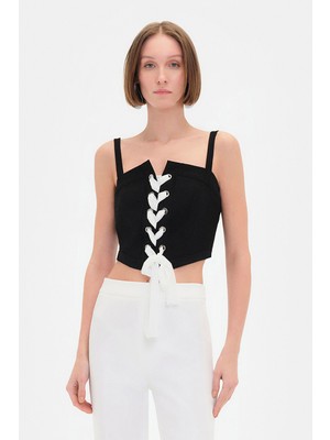 Vakko Black Strappy Blouse