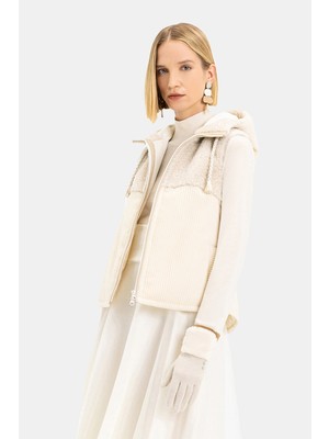 Vakko Cream Hooded Vest