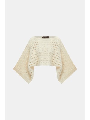 Vakko By Peserıco Ecru Boat Neck Knit Sweater