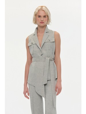 Vakko Grey Double-Breasted Vest