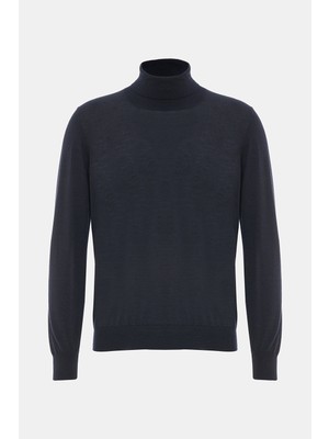 Vakko By Gran Sasso Navy Turtleneck Knitwear