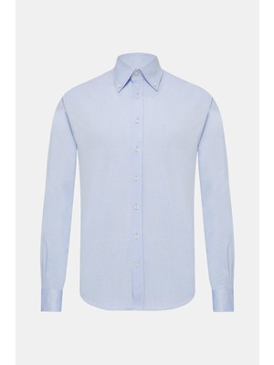 Vakko Blue Twill Cotton Lyocell Shirt
