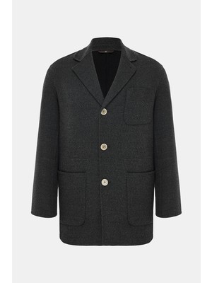 Vakko Smoke Grey Wool Elastane Jacket