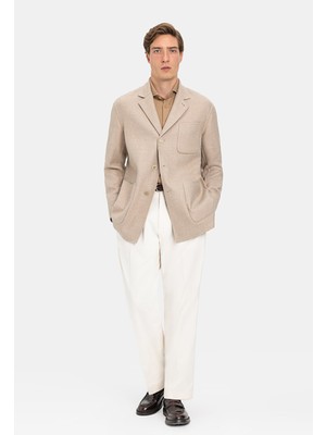 Vakko Beige Wool Elastane Jacket