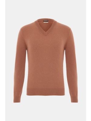 Vakko By Danıele Fıesolı Terracotta V-Neck Knitwear