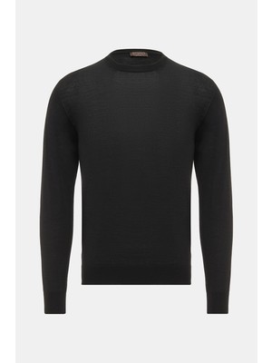 Vakko By Danıele Fıesolı Black Crew Neck Knit Sweater