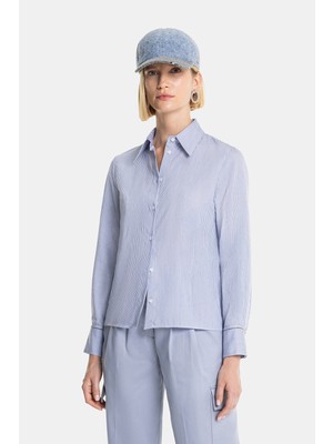 Vakko By Peserıco Blue Striped Shirt