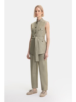 Vakko Khaki Straight-Leg Trousers