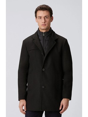Network Black Stand Collar Faced Overcoat