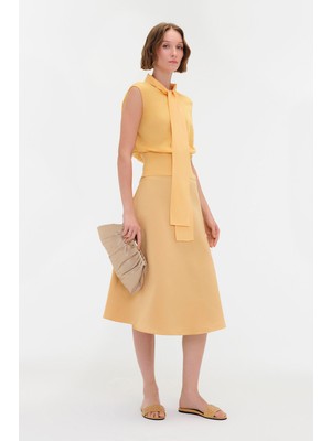 Fabiana Filippi Fabıana Fılıppı Orange Satin Midi Skirt