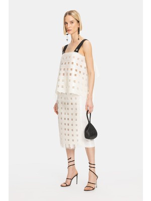 Vakko Ecru Midi Skirt