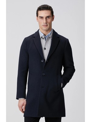 Network Navy Wool Mix Overcoat