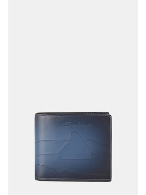 Santoni Santonı Navy Leather Wallet