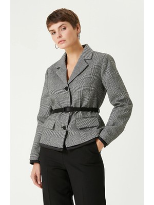 Network Black White Wool Blend Plaid Jacket