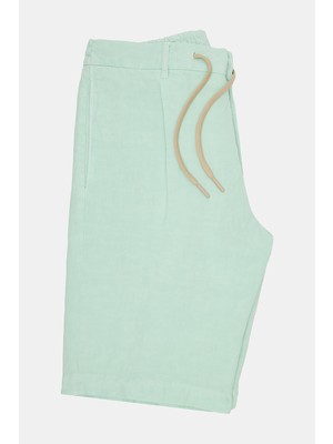 Vakko By Berwıch Mint Linen Bermuda Shorts