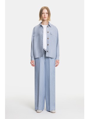 Vakko By Lorena Antonıazzı Light Blue Wide-Leg Trousers