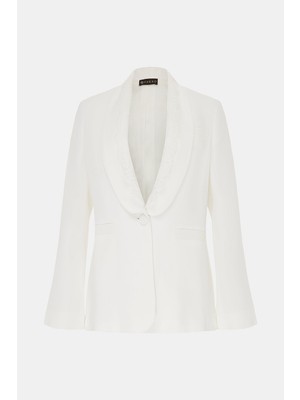 Vakko Ecru Shawl Collar Jacket