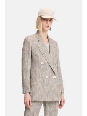 Vakko By Lorena Antonıazzı Brown Double-Breasted Jacket