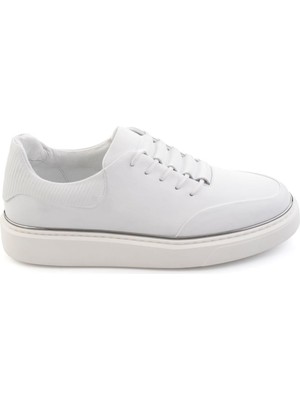 Bambi White Genuine Leather Men's Sneakers E01585127543