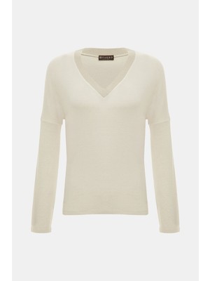 Vakko Beige V-Neck T-Shirt
