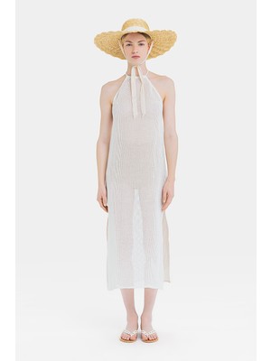 Vakko Ecru Sleeveless Dress